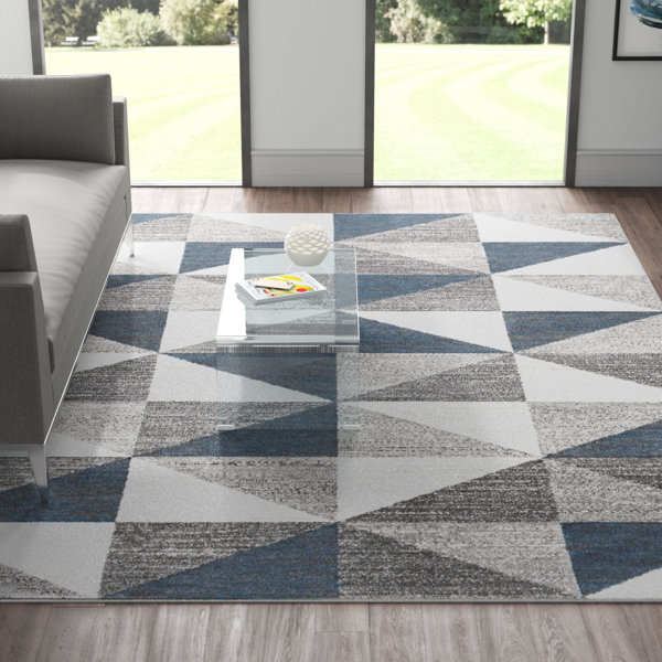 Wade Logan® Lambdin Geometric Sky Blue/Navy Area Rug & Reviews Wayfair